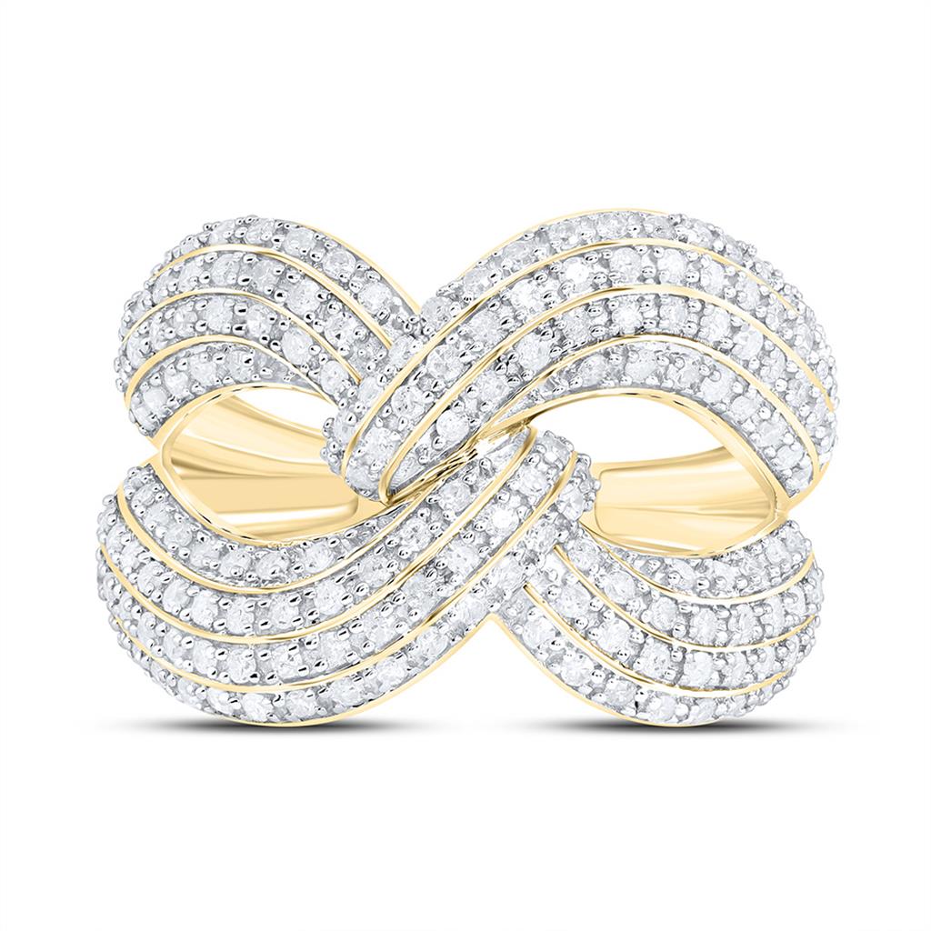 Sterling Silver Yellow Tone 5/8 Cttw Natural Diamond Gift Infinity Ring