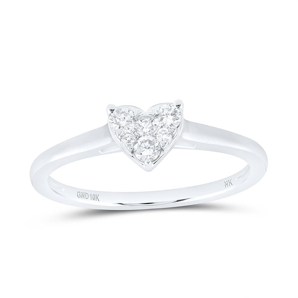 10K Yellow Or White Gold 1/5 Cttw Natural Diamond Fashion Heart Ring