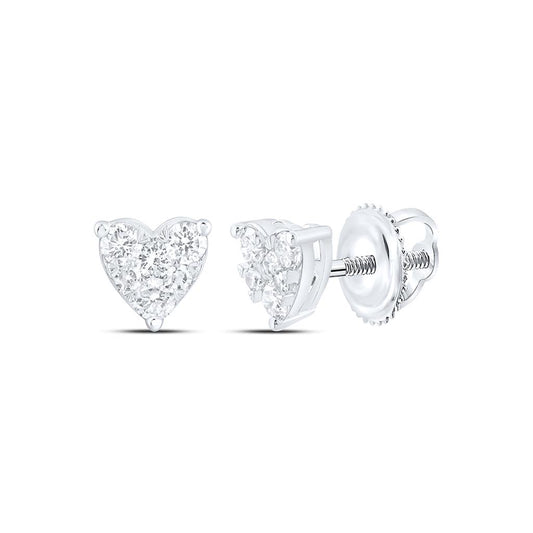 10K White Gold 1/4 Cttw Natural Diamond Fashion Heart Earring
