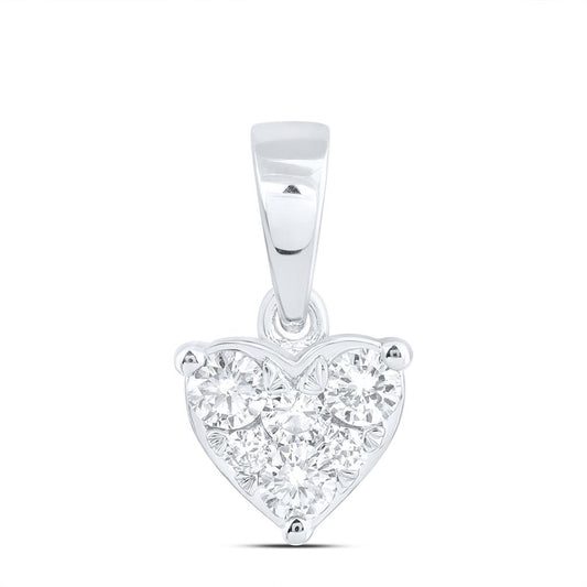 10K White Gold 1/5 Cttw Natural Diamond Fashion Heart Pendant