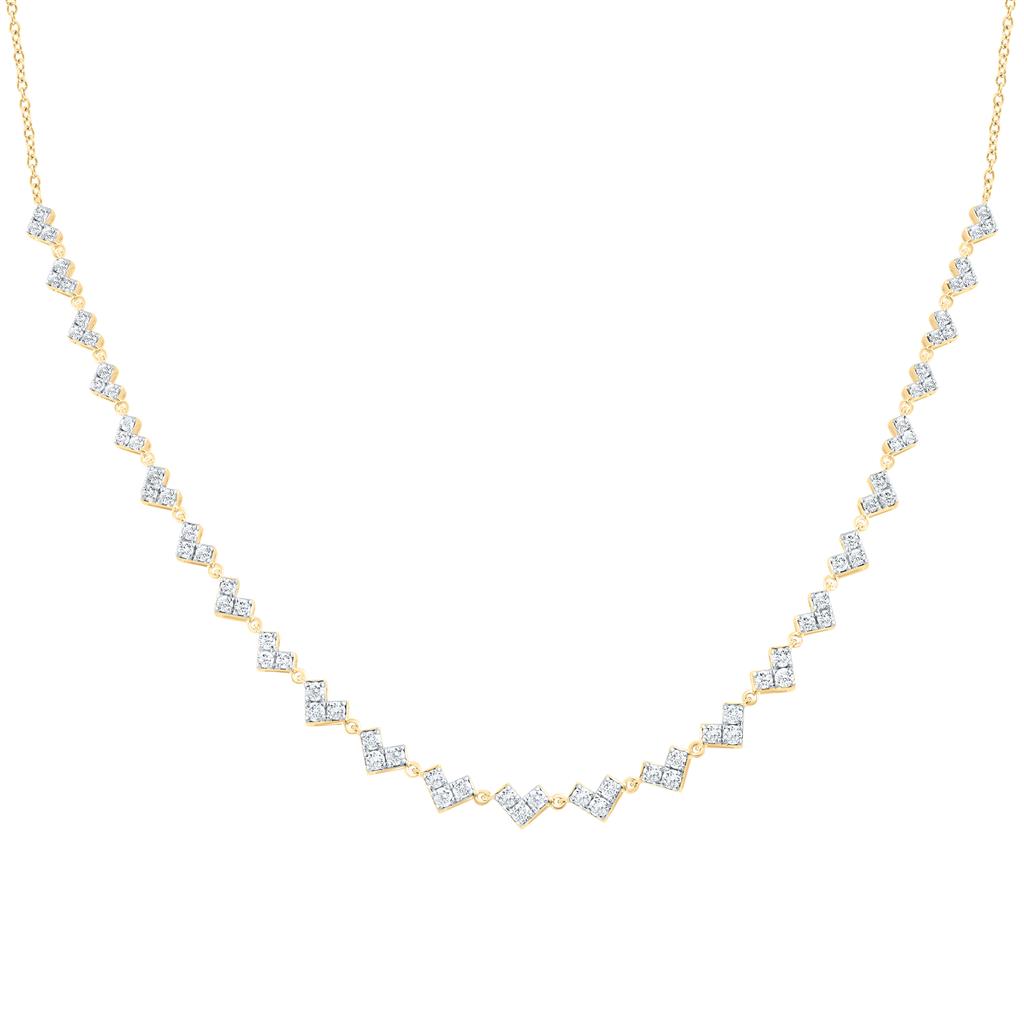 14K Yellow Gold 1 1/4 Cttw Natural Diamond Fashion Necklace (18 Inch)
