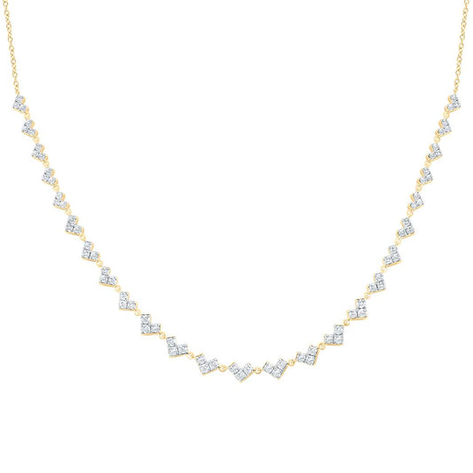 14K Yellow Gold 1 1/4 Cttw Natural Diamond Fashion Necklace (18 Inch)