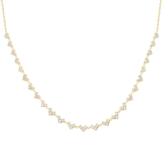 14K Yellow Gold 1 1/4 Cttw Natural Diamond Fashion Necklace (18 Inch)