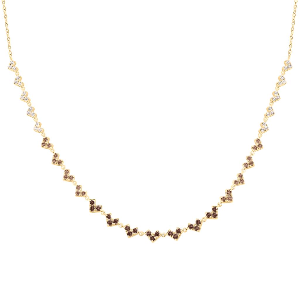 14K Yellow Or Rose Gold 1 1/3 Cttw Natural Diamond Fashion Ombre Diamond Necklace (18 Inch)