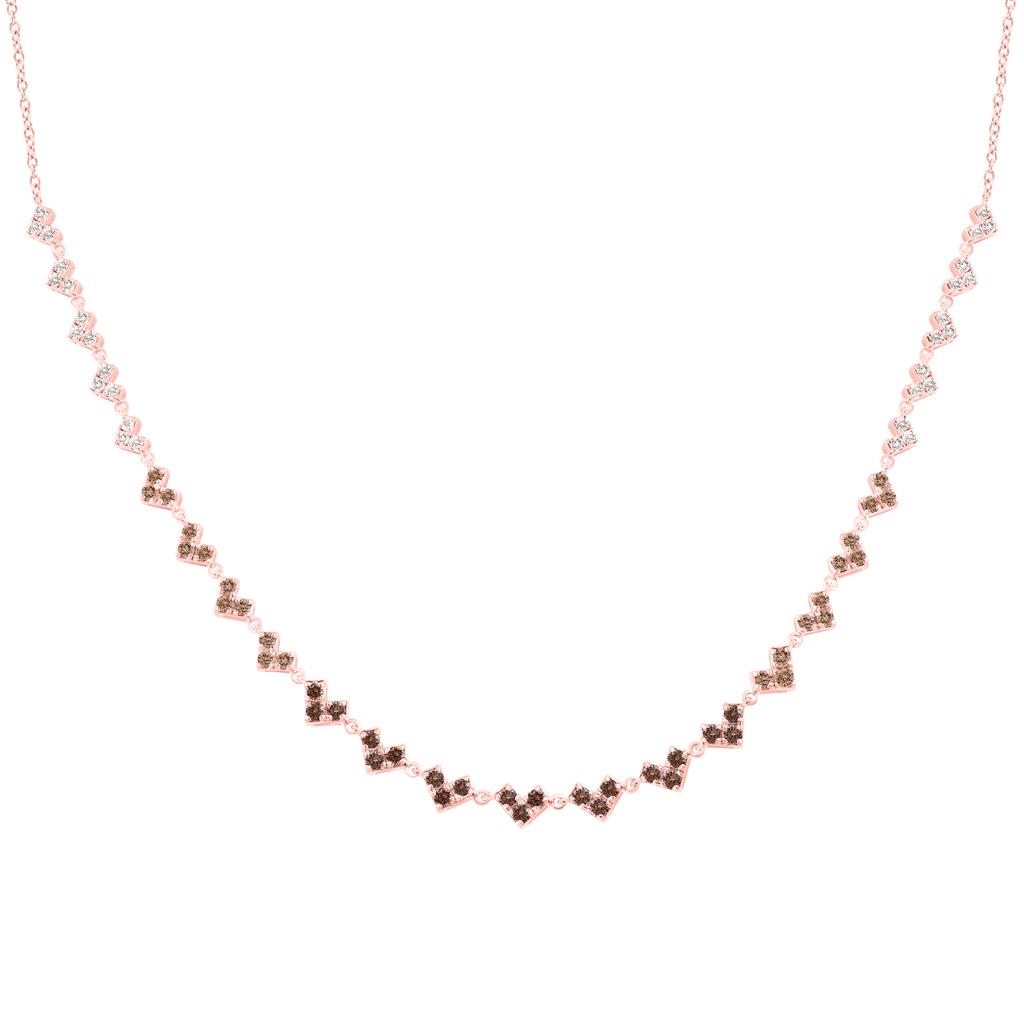 14K Yellow Or Rose Gold 1 1/3 Cttw Natural Diamond Fashion Ombre Diamond Necklace (18 Inch)