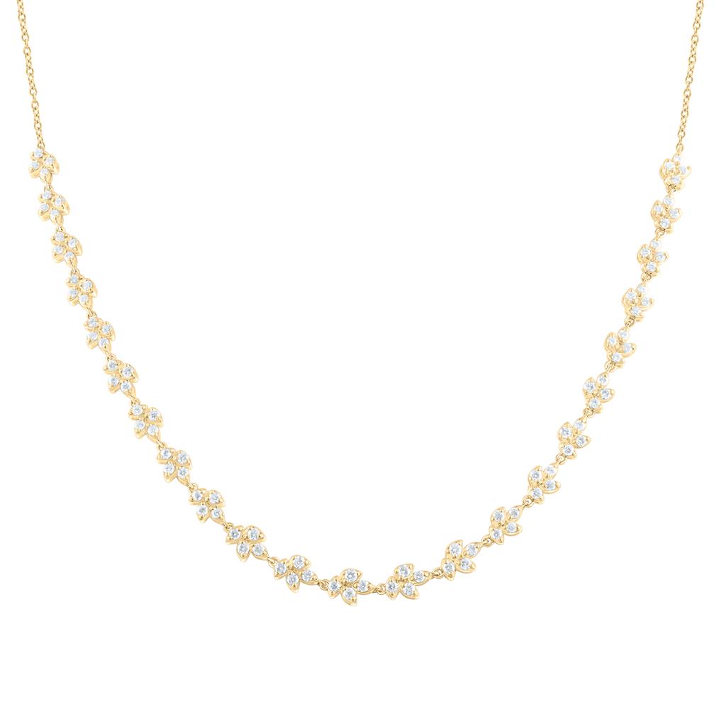 14K Yellow Gold 1 1/3 Cttw Natural Diamond Fashion Necklace (18 Inch)