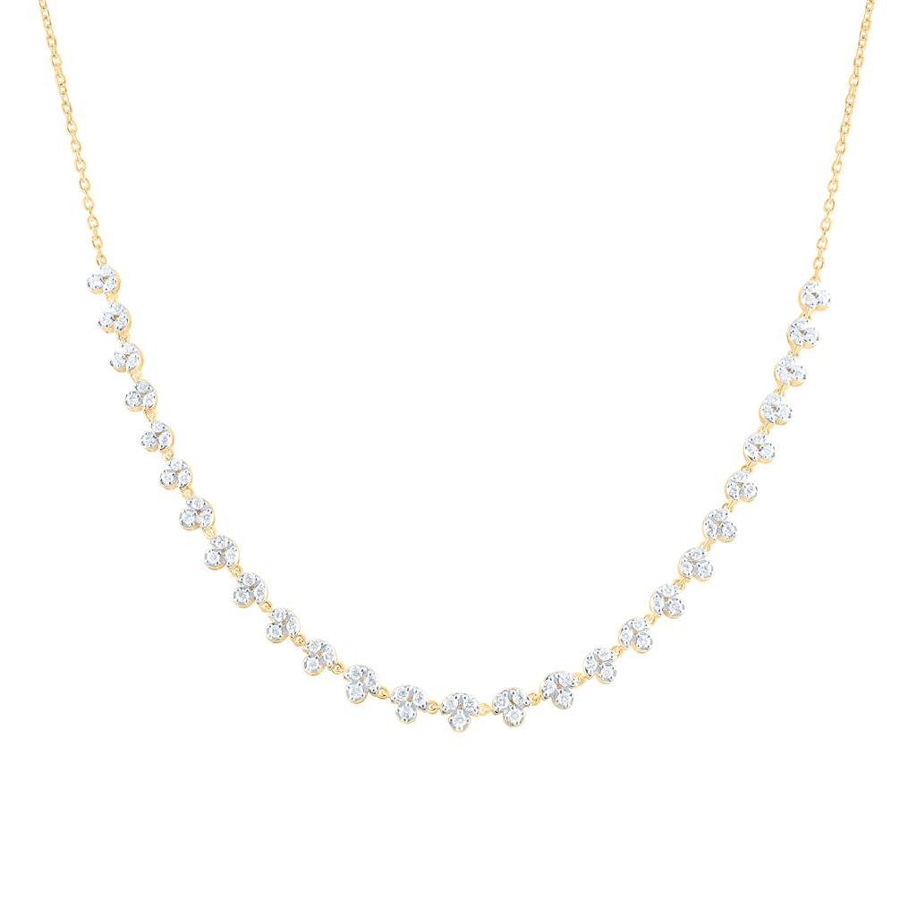 14K Yellow Gold 1 1/3 Cttw Natural Diamond Fashion Necklace (18 Inch)