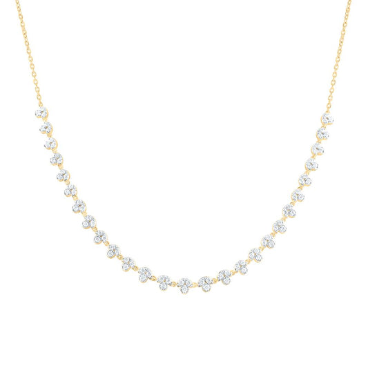 14K Yellow Gold 1 1/3 Cttw Natural Diamond Fashion Necklace (18 Inch)