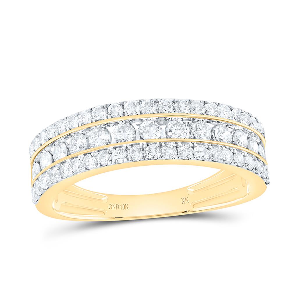 10K Yellow Gold 2 3/4 Cttw Natural Diamond 1/4 Cttw Center Round Fashion Round Trio Set