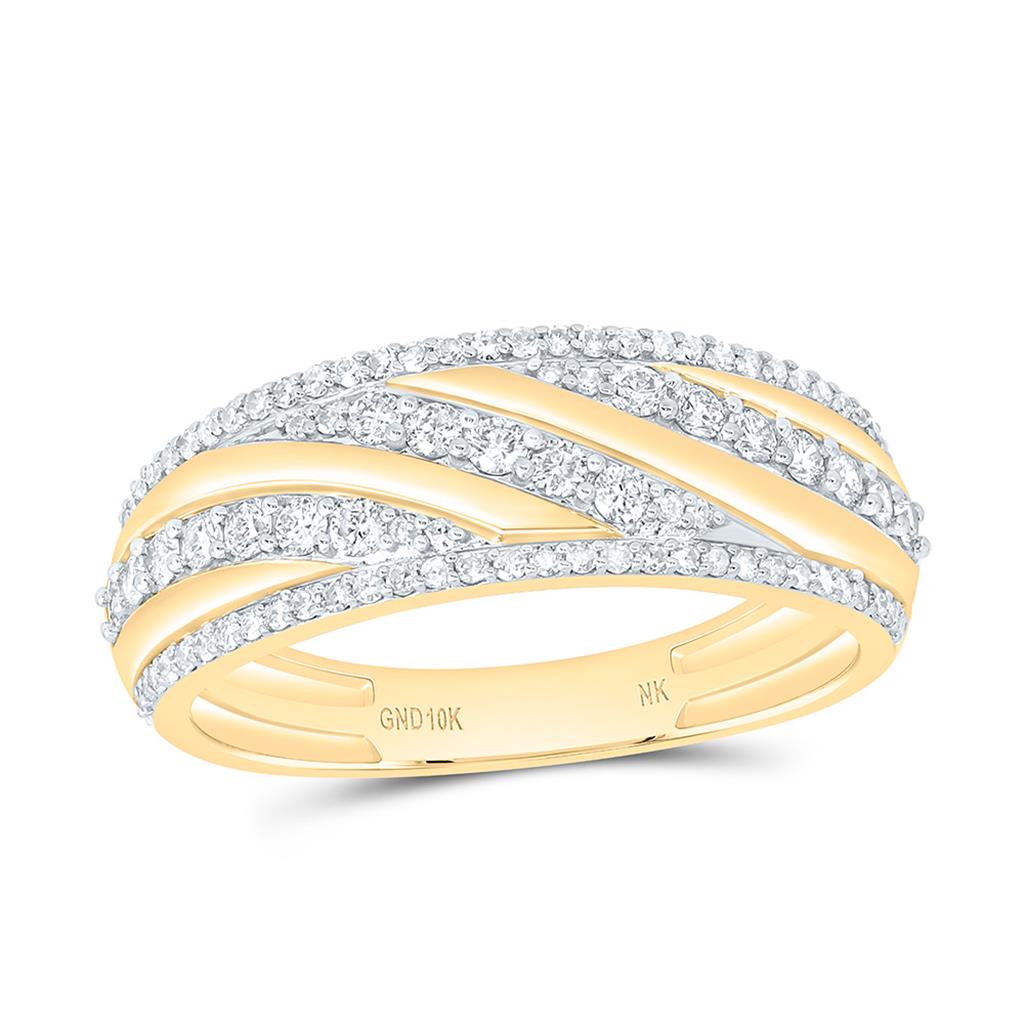 10K Yellow Gold 2 1/5 Cttw Natural Diamond 1/4 Cttw Center Round Fashion Cushion Trio Set
