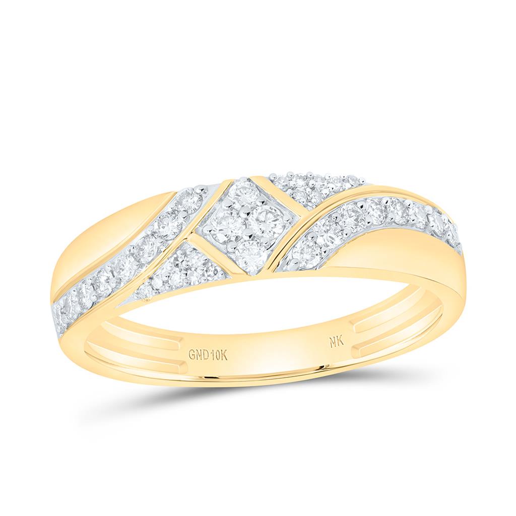 10K Yellow Gold 1 3/4 Cttw Natural Diamond 1/5 Cttw Center Round Fashion Round Trio Set