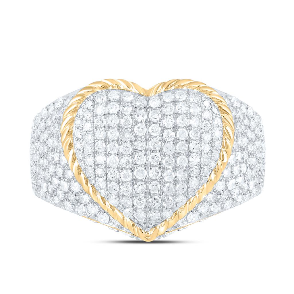 Sterling Silver Yellow Tone 2 Cttw Natural Diamond Gift Heart Ring