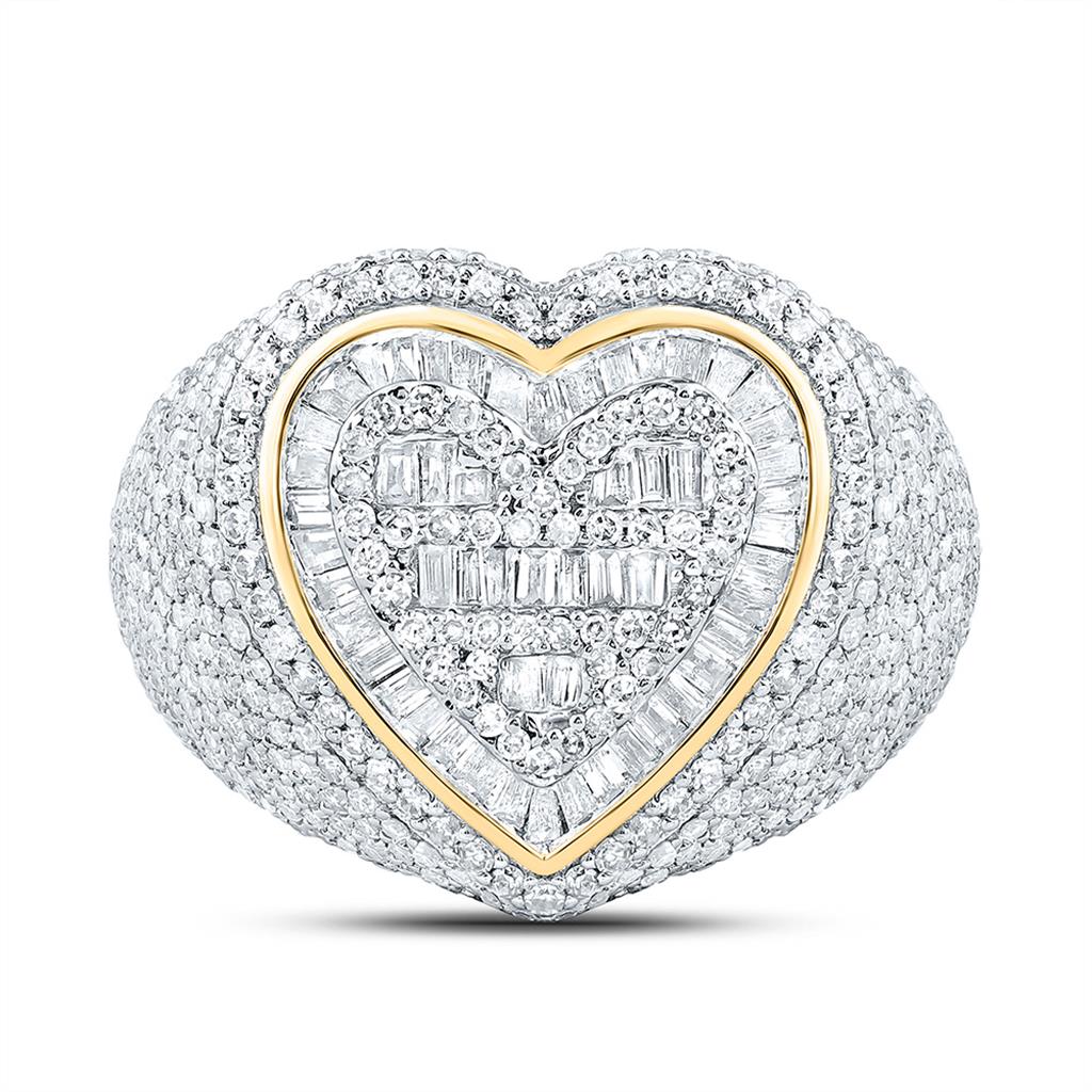 Sterling Silver Yellow Tone 2 Cttw Natural Diamond Gift Heart Ring