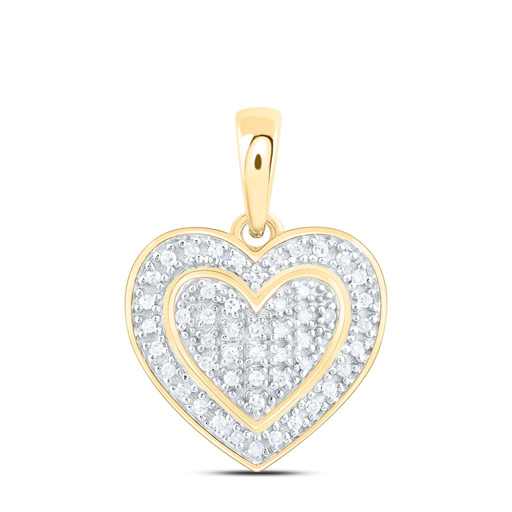 Sterling Silver Yellow Tone 1/10 Cttw Natural Diamond Gift Heart Pendant