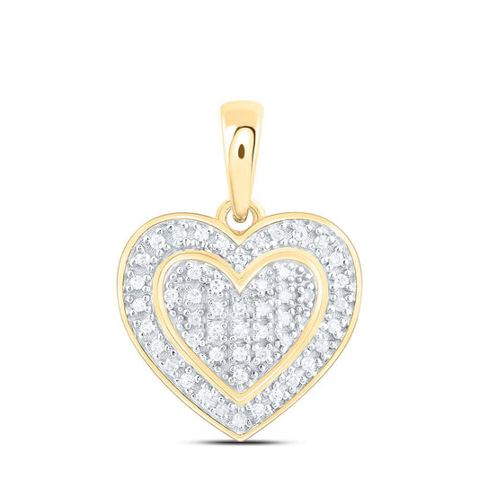 Sterling Silver Yellow Tone 1/10 Cttw Natural Diamond Gift Heart Pendant