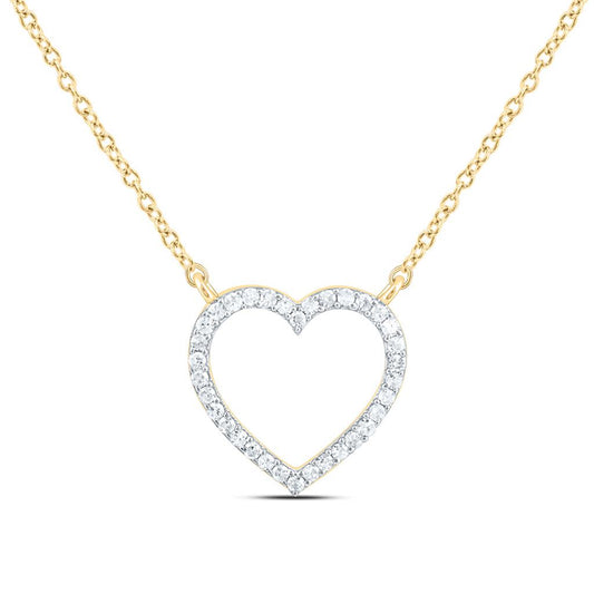 Sterling Silver Yellow Tone 1/5 Cttw Natural Diamond Gift Heart Necklace (18 Inch)
