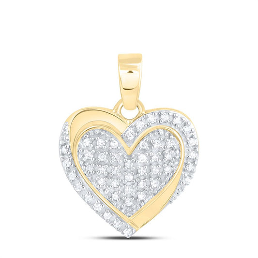 Sterling Silver Yellow Tone 1/8 Cttw Natural Diamond Gift Heart Pendant