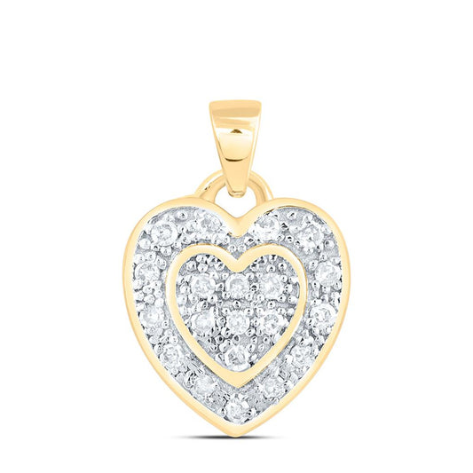 Sterling Silver Yellow Tone 1/20 Cttw Natural Diamond Gift Heart Pendant