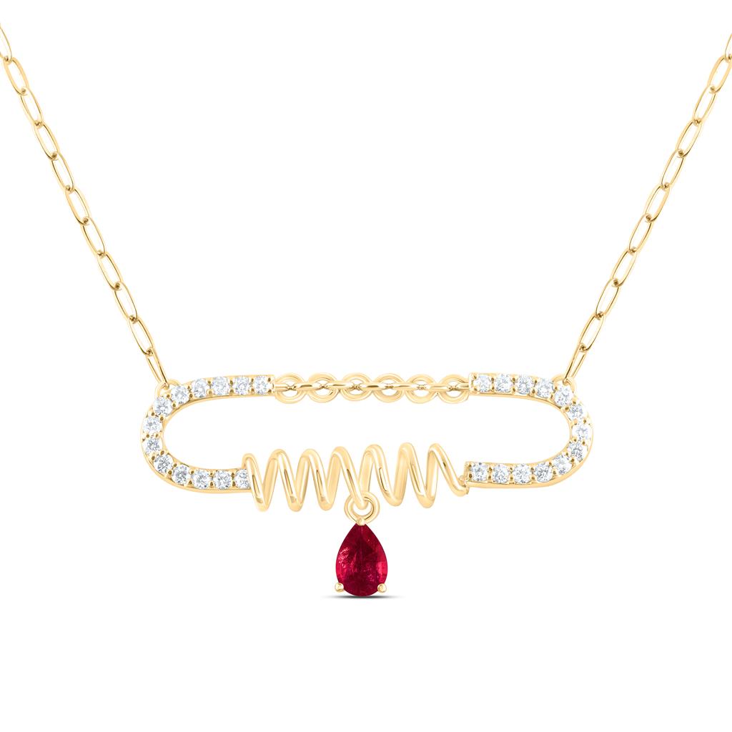 14K Yellow Or White Gold 3/8 Cttw Natural Diamond Ana M 6 x 4 Mm Pear Natural Gem Necklace (18 Inch)