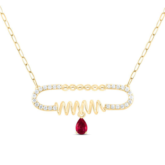 14K Yellow Or White Gold 3/8 Cttw Natural Diamond Ana M 6 x 4 Mm Pear Natural Gem Necklace (18 Inch)