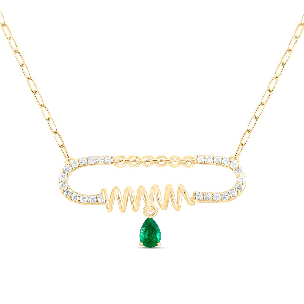 14K Yellow Or White Gold 3/8 Cttw Natural Diamond Ana M 6 x 4 Mm Pear Natural Gem Necklace (18 Inch)