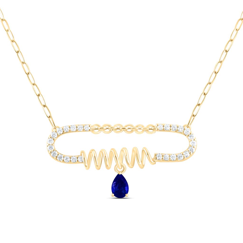 14K Yellow Or White Gold 3/8 Cttw Natural Diamond Ana M 6 x 4 Mm Pear Natural Gem Necklace (18 Inch)