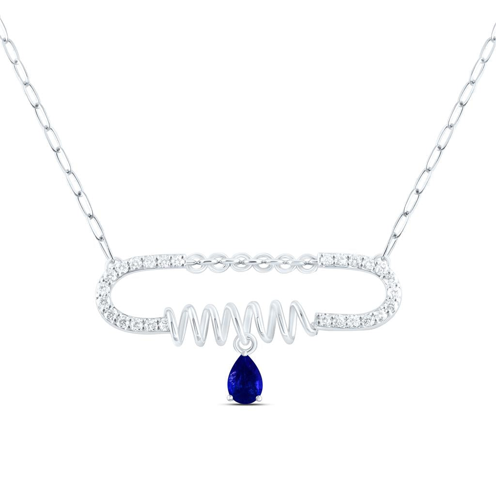 14K Yellow Or White Gold 3/8 Cttw Natural Diamond Ana M 6 x 4 Mm Pear Natural Gem Necklace (18 Inch)