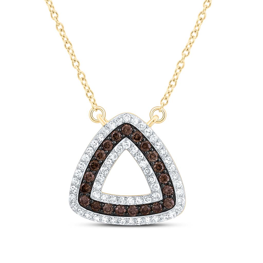10K Yellow Gold 5/8 Cttw Natural Diamond Fashion Cognac Natural Necklace (18 Inch)