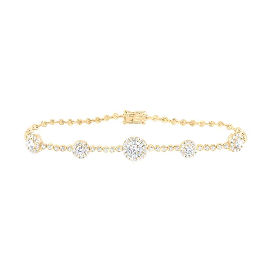 14K Yellow Gold 1 3/4 Cttw Natural Diamond Ana M Fashion Fanuk Round Bracelet (7 Inch)