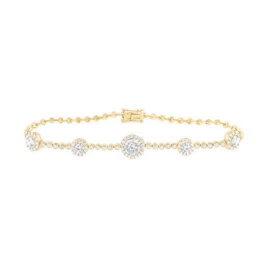 14K Yellow Gold 1 3/4 Cttw Natural Diamond Ana M Fashion Fanuk Round Bracelet (7 Inch)
