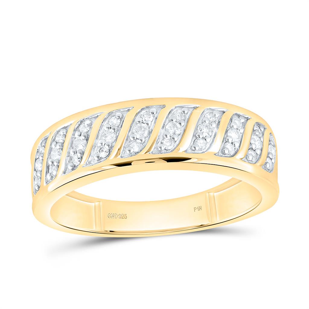 Sterling Silver Yellow Tone 3/4 Cttw Natural Diamond 1/5 Cttw Gift Center Round Trio Set