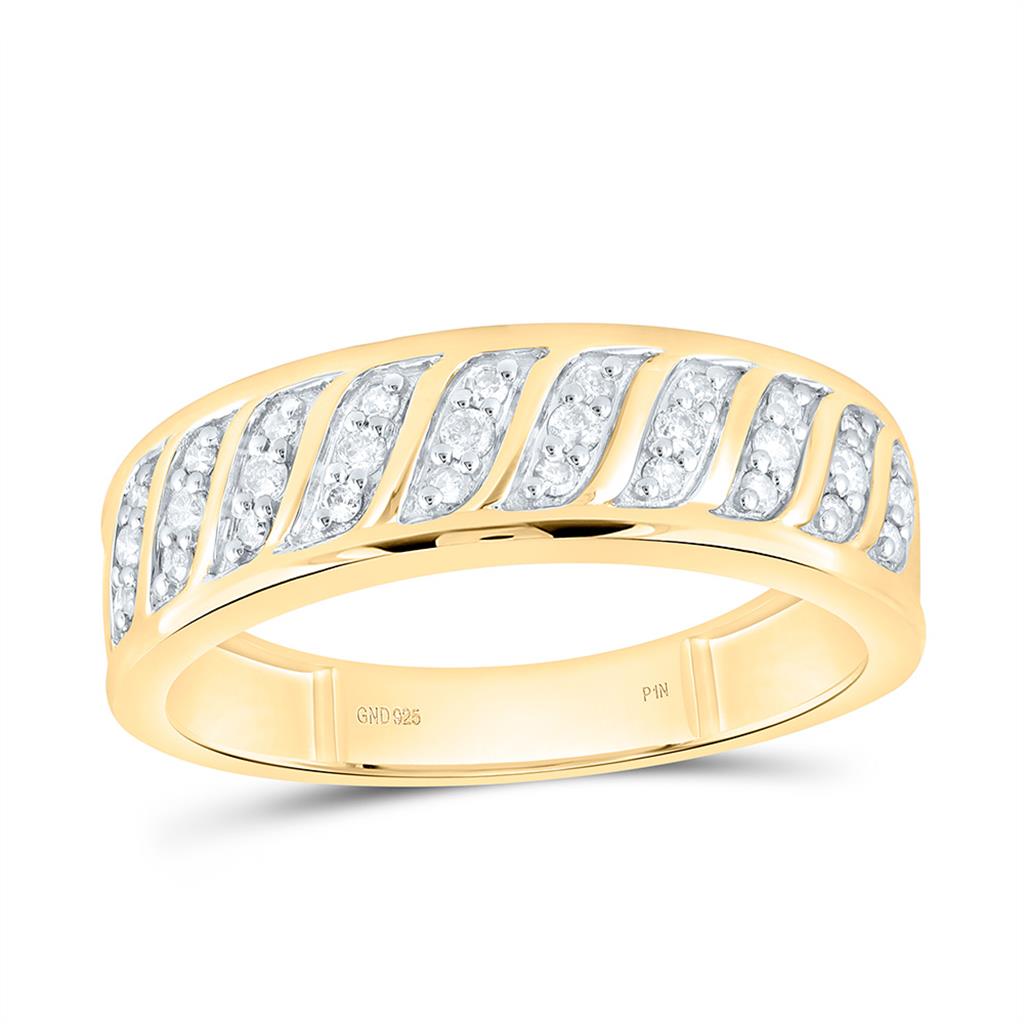 Sterling Silver Yellow Tone 3/4 Cttw Natural Diamond 1/5 Cttw Gift Center Heart Trio Set