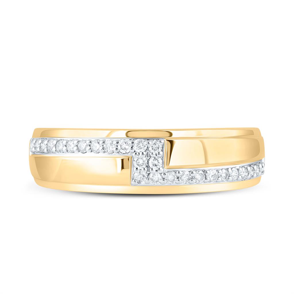 Sterling Silver Yellow Tone 1/4 Cttw Natural Diamond Gift Mens Band
