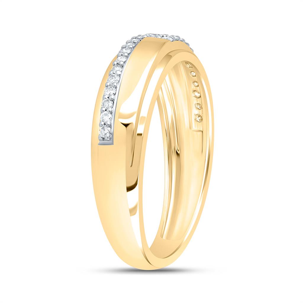 Sterling Silver Yellow Tone 1/4 Cttw Natural Diamond Gift Mens Band