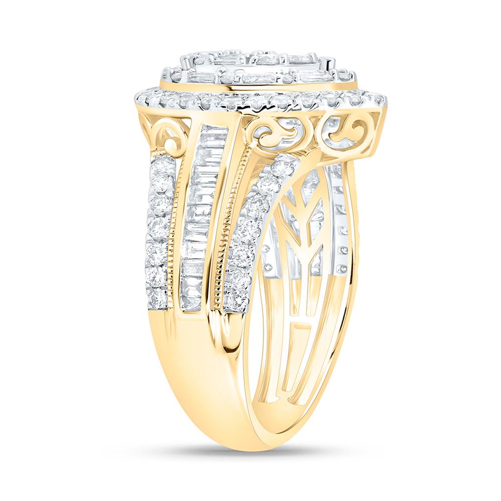 10K Yellow Gold 1 1/2 Cttw Natural Diamond Fashion Pear Double Halo Bridal Ring