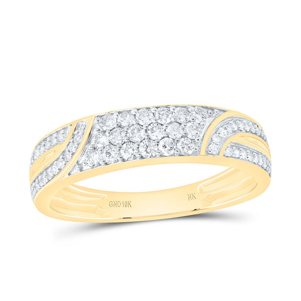 10K Yellow Gold 1 3/4 Cttw Natural Diamond 1/5 Cttw Fashion Center Round Trio Set
