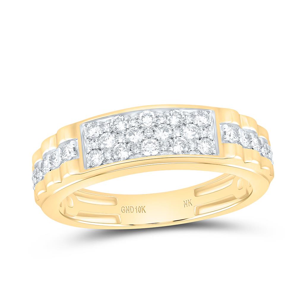 10K Yellow Gold 1/2 Cttw Natural Diamond Mens Band