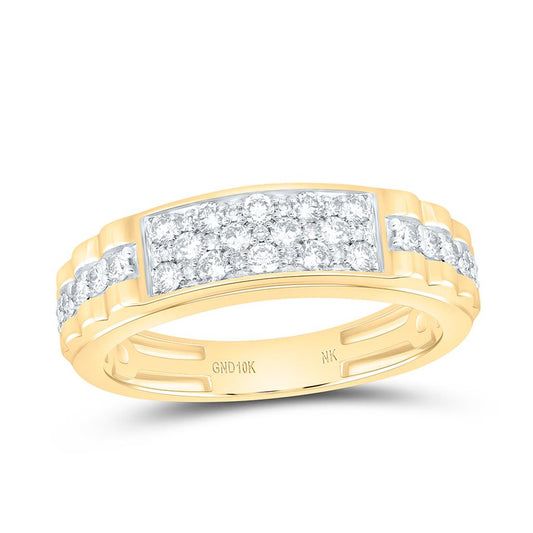 10K Yellow Gold 1/2 Cttw Natural Diamond Mens Band
