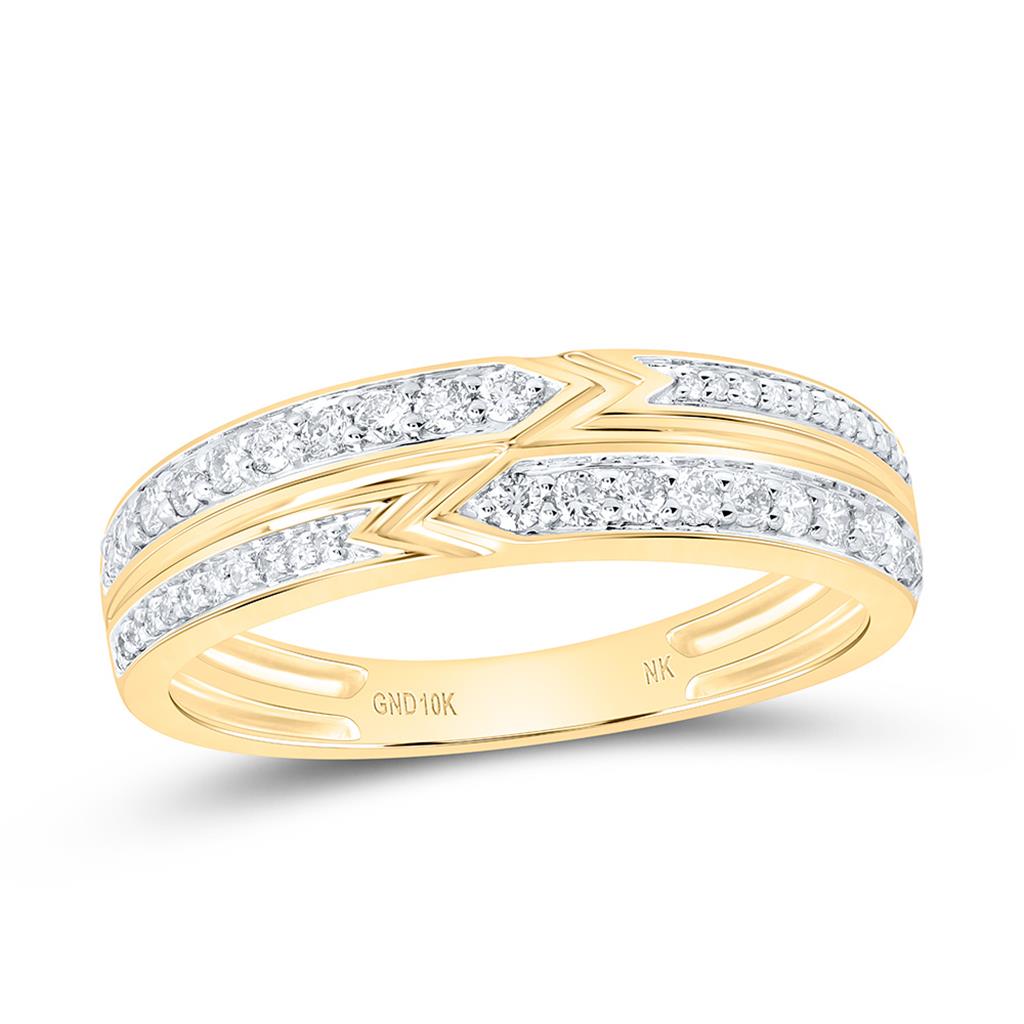 10K Yellow Gold 3/8 Cttw Natural Diamond  Mens Band