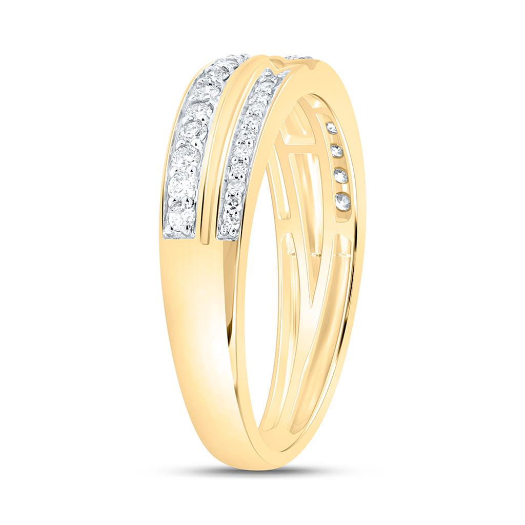 10K Yellow Gold 3/8 Cttw Natural Diamond  Mens Band