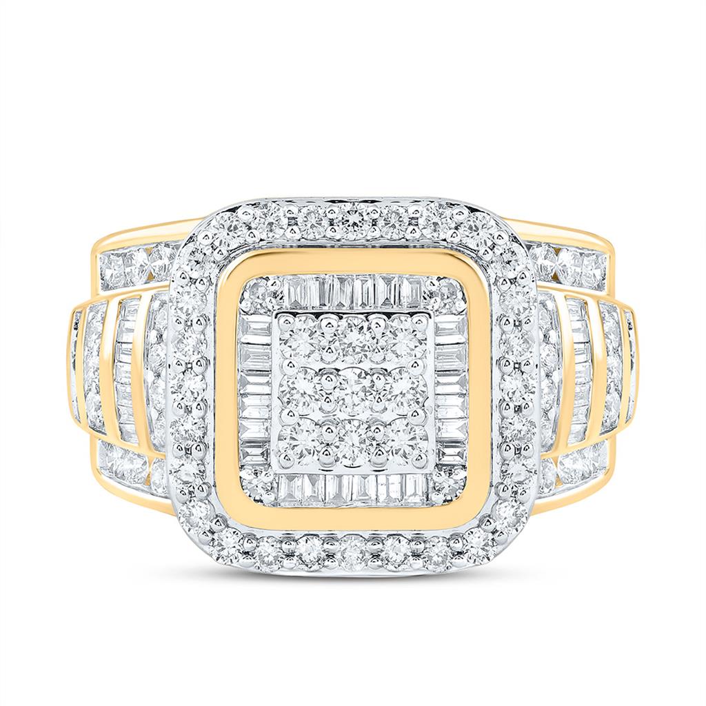 10K Yellow Gold 1 5/8 Cttw Natural Diamond Fashion Cushion Ring