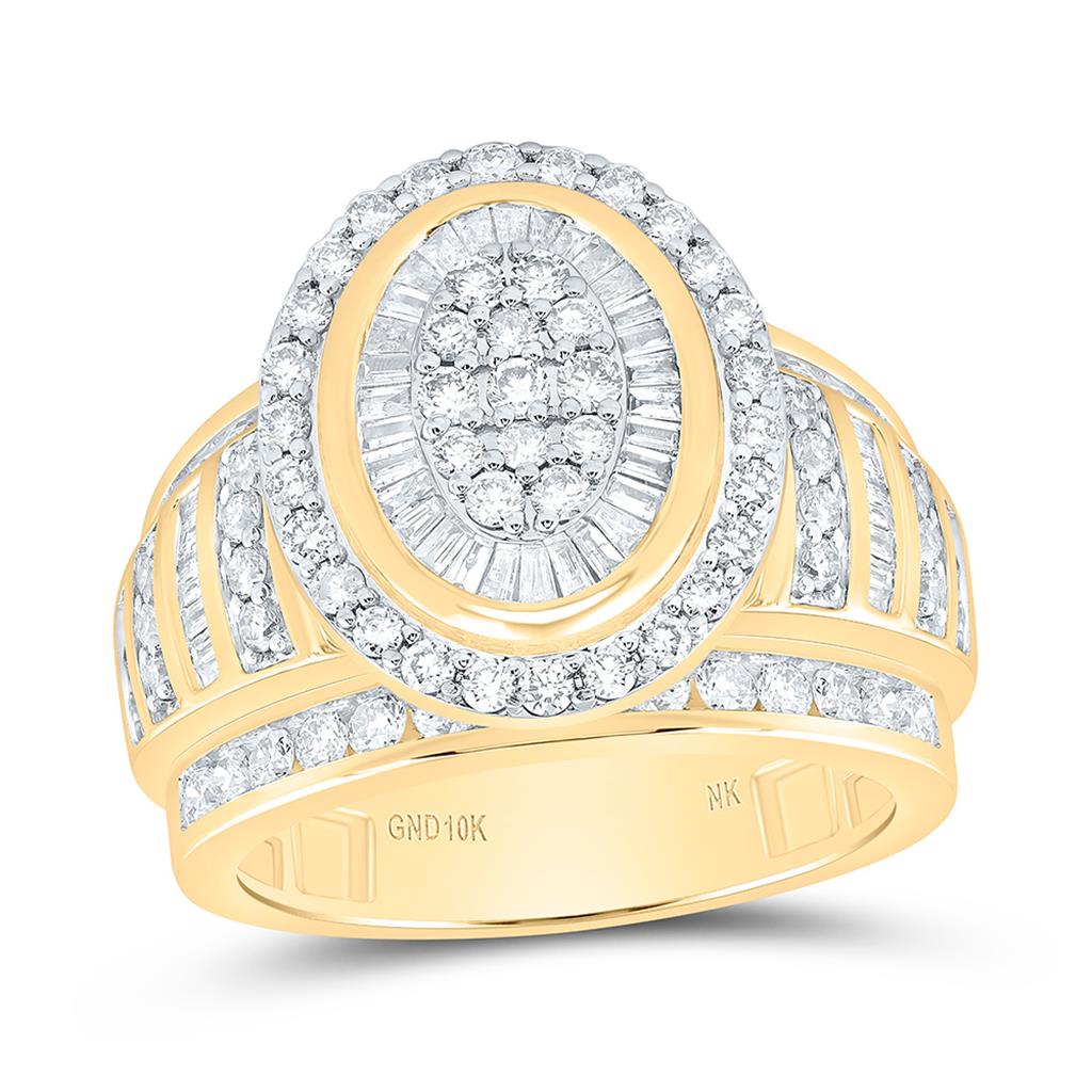 10K Yellow Gold 1 1/2 Cttw Natural Diamond Fashion Oval Ring
