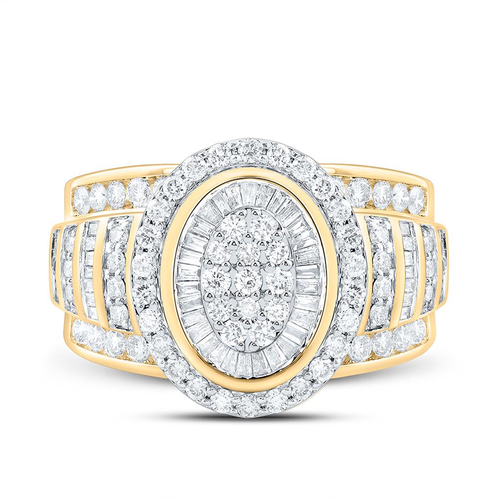 10K Yellow Gold 1 1/2 Cttw Natural Diamond Fashion Oval Ring