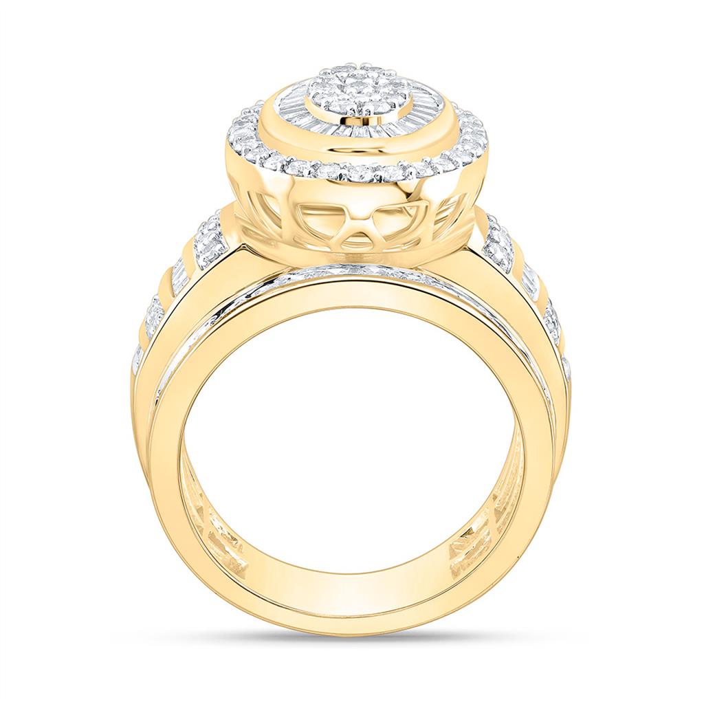 10K Yellow Gold 1 1/2 Cttw Natural Diamond Fashion Oval Ring