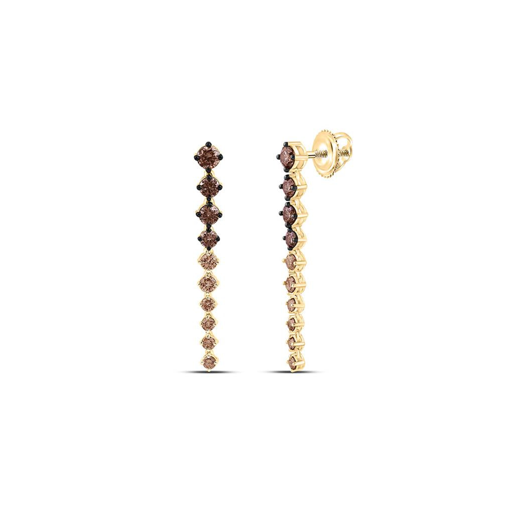 14K Yellow Gold 1 3/8 Cttw Natural Diamond Fashion Ombre Diamond Dangling Earring