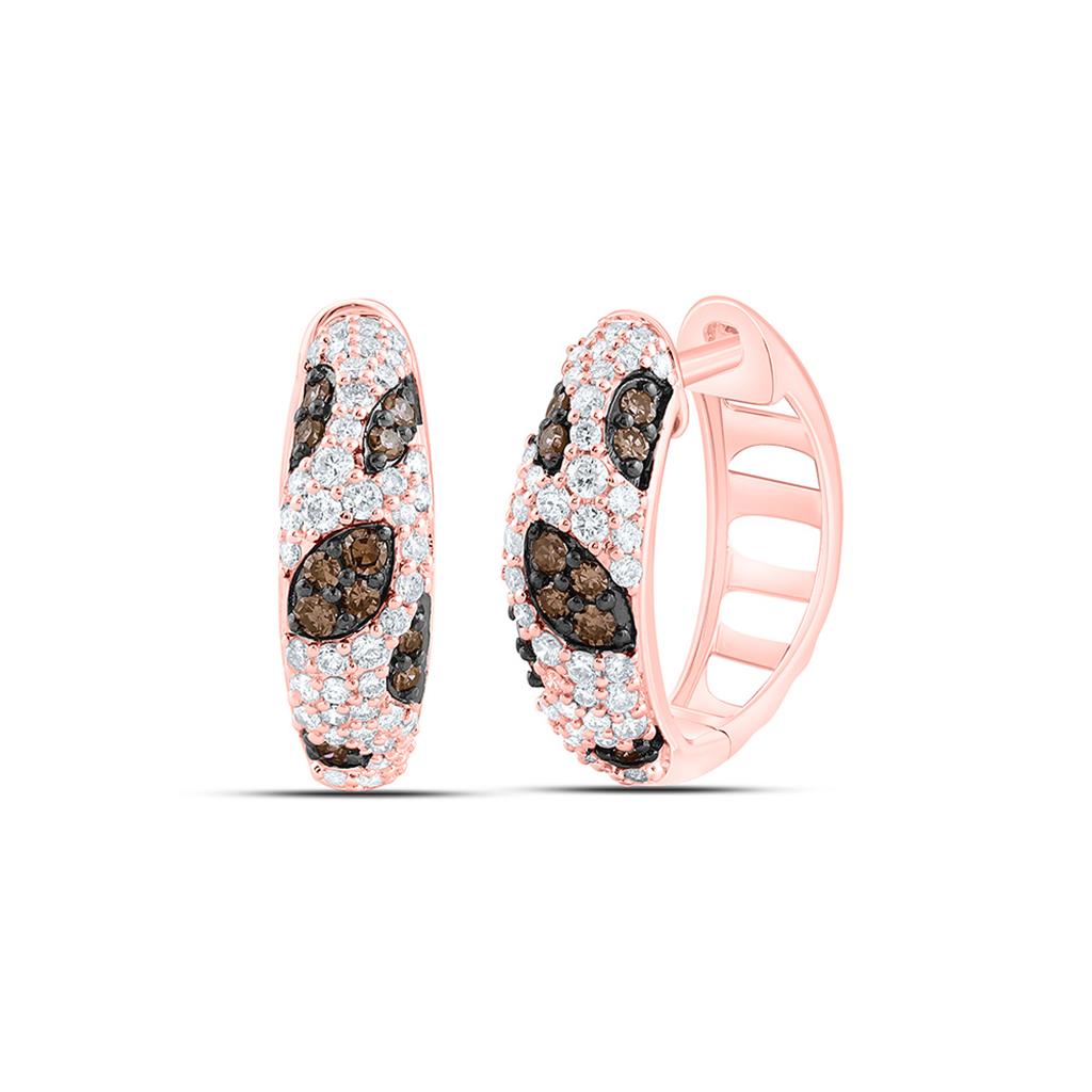 14K Yellow Or Rose Gold 1/2 Cttw Natural Diamond Fashion Cognac Natural Hoop Earring