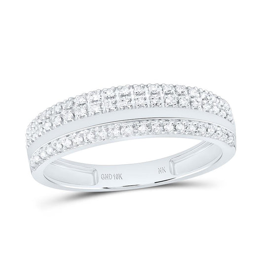 10K White Gold 1/4 Cttw Natural Diamond Gift Mens Band
