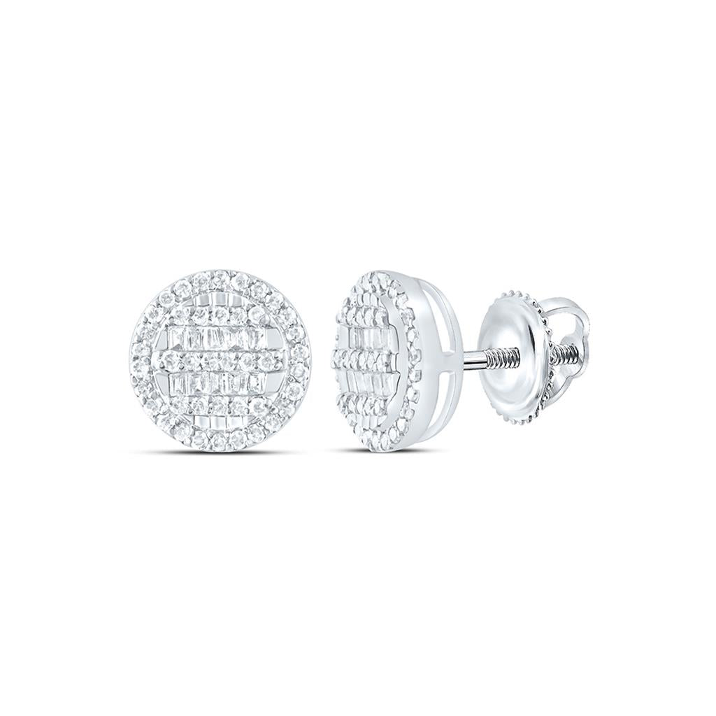 10K White Gold 1/4 Cttw Natural Diamond Fashion Round Earring