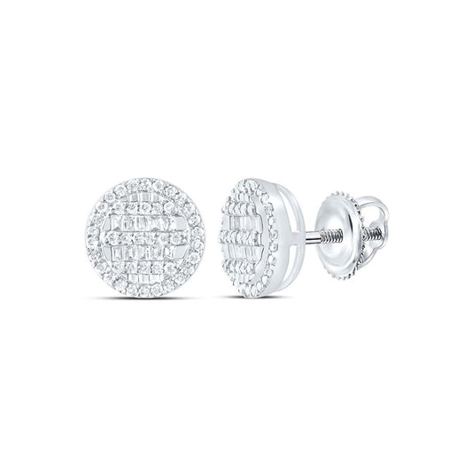 10K White Gold 1/4 Cttw Natural Diamond Fashion Round Earring