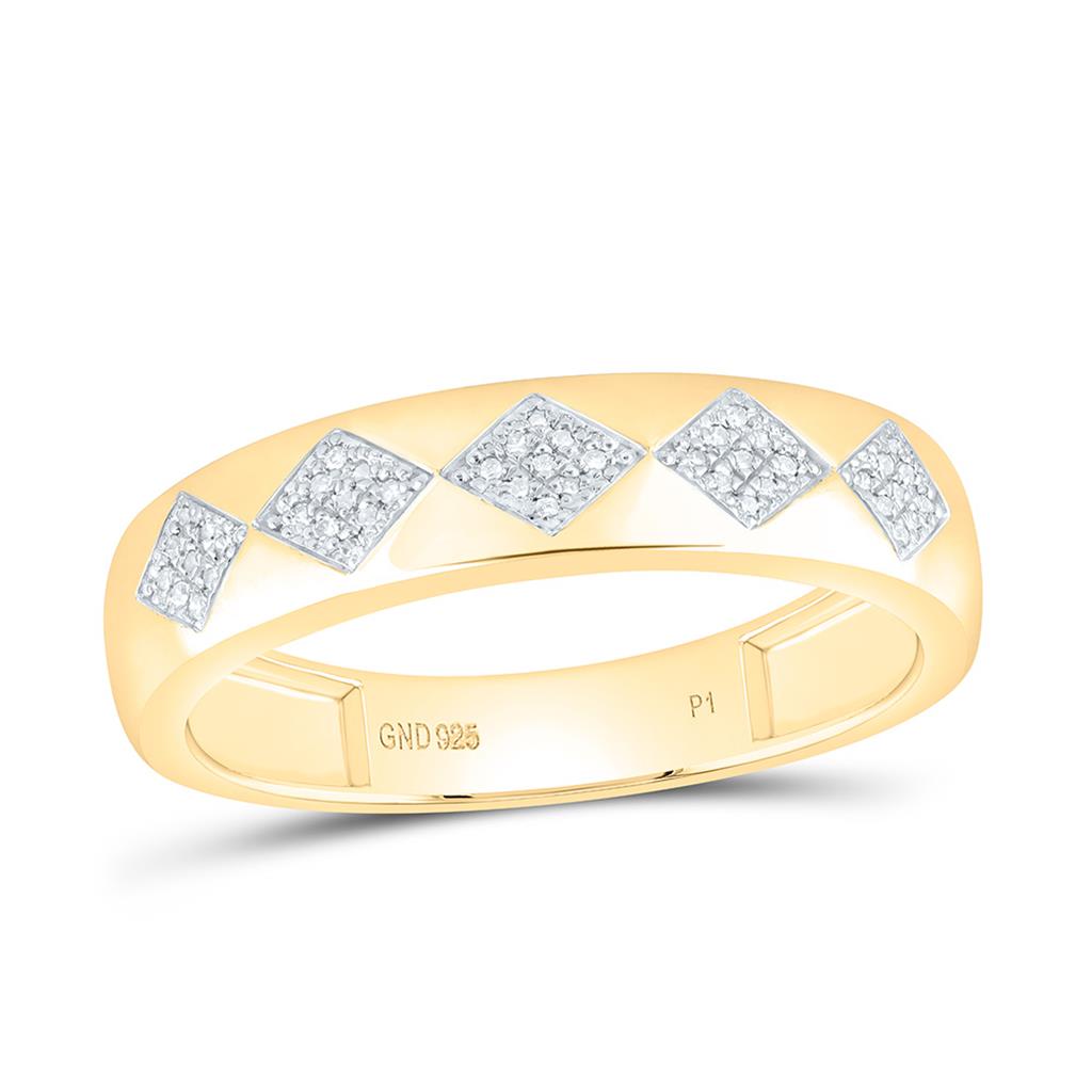 Sterling Silver Yellow Tone 1/4 Cttw Natural Diamond Gift Heart Trio Set